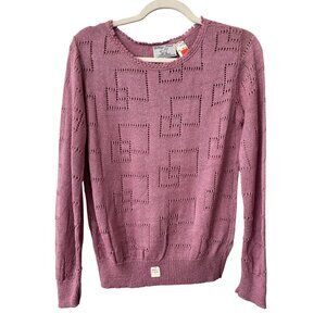 Vintage 80s College Point Open Weave Sweater Size Small Crewneck Deadstock NEW